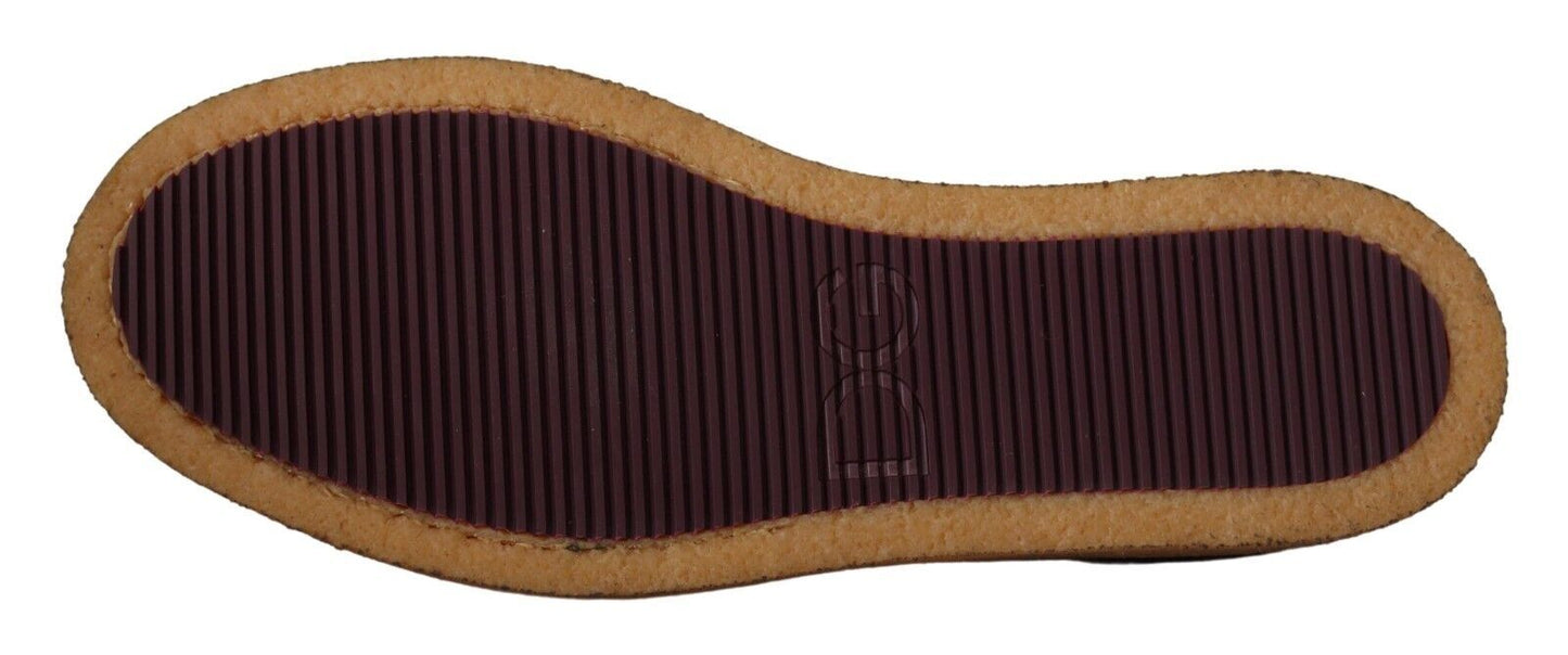 Dolce & Gabbana – Slipper aus Wildleder in Braun mit Mokassin-Absatz