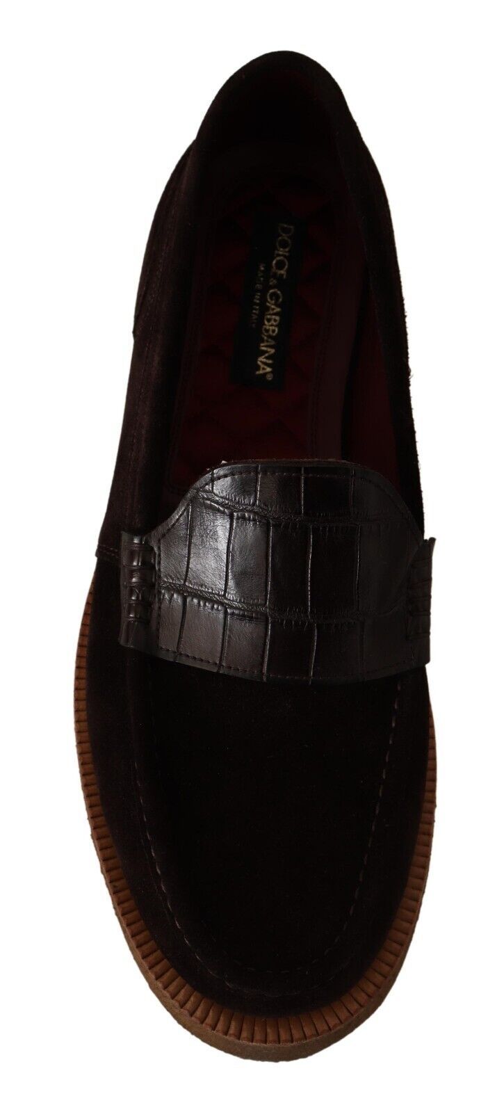 Dolce & Gabbana – Slipper aus Wildleder in Braun mit Mokassin-Absatz