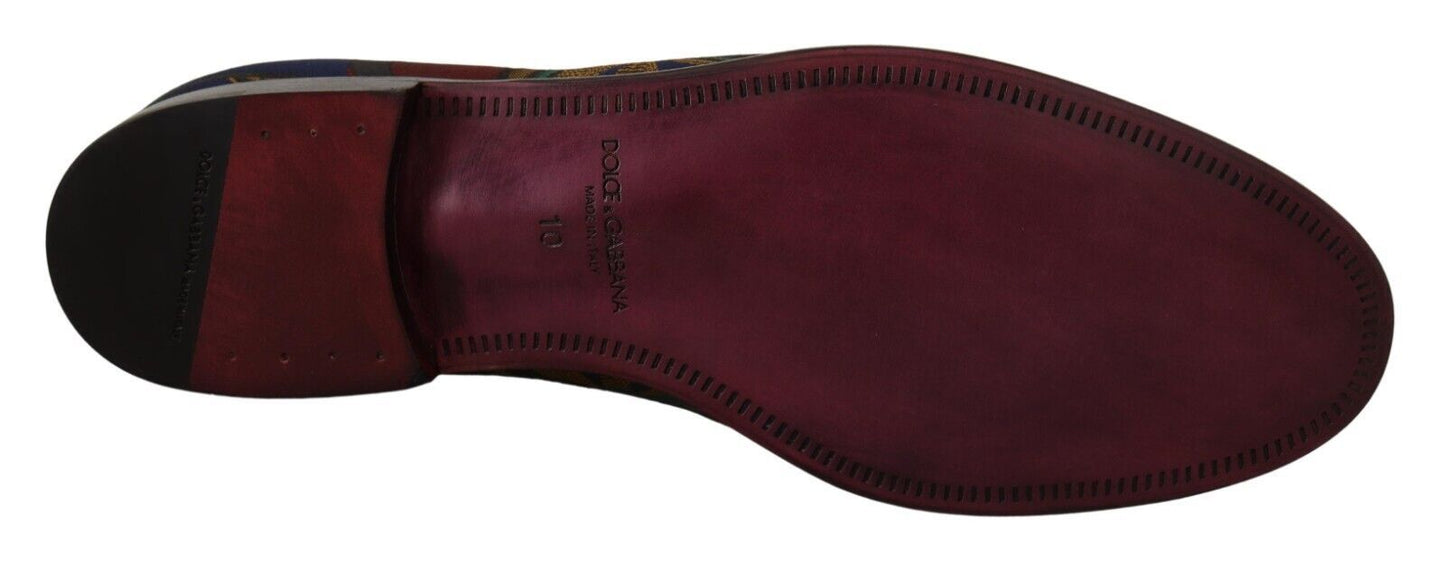 Dolce & Gabbana – Mehrfarbige Jacquard-Hausschuhe mit Kronenmotiv, Halbschuhe