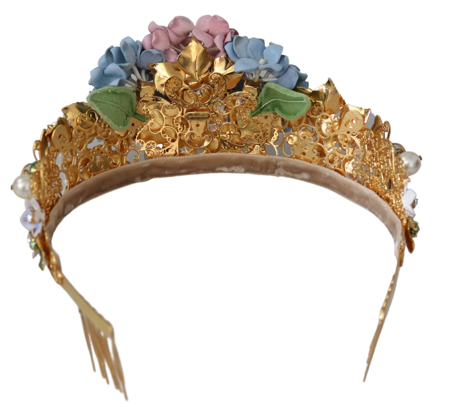 Dolce & Gabbana Gold Kristall Lila Hortensie Stirnband Krone Diadem