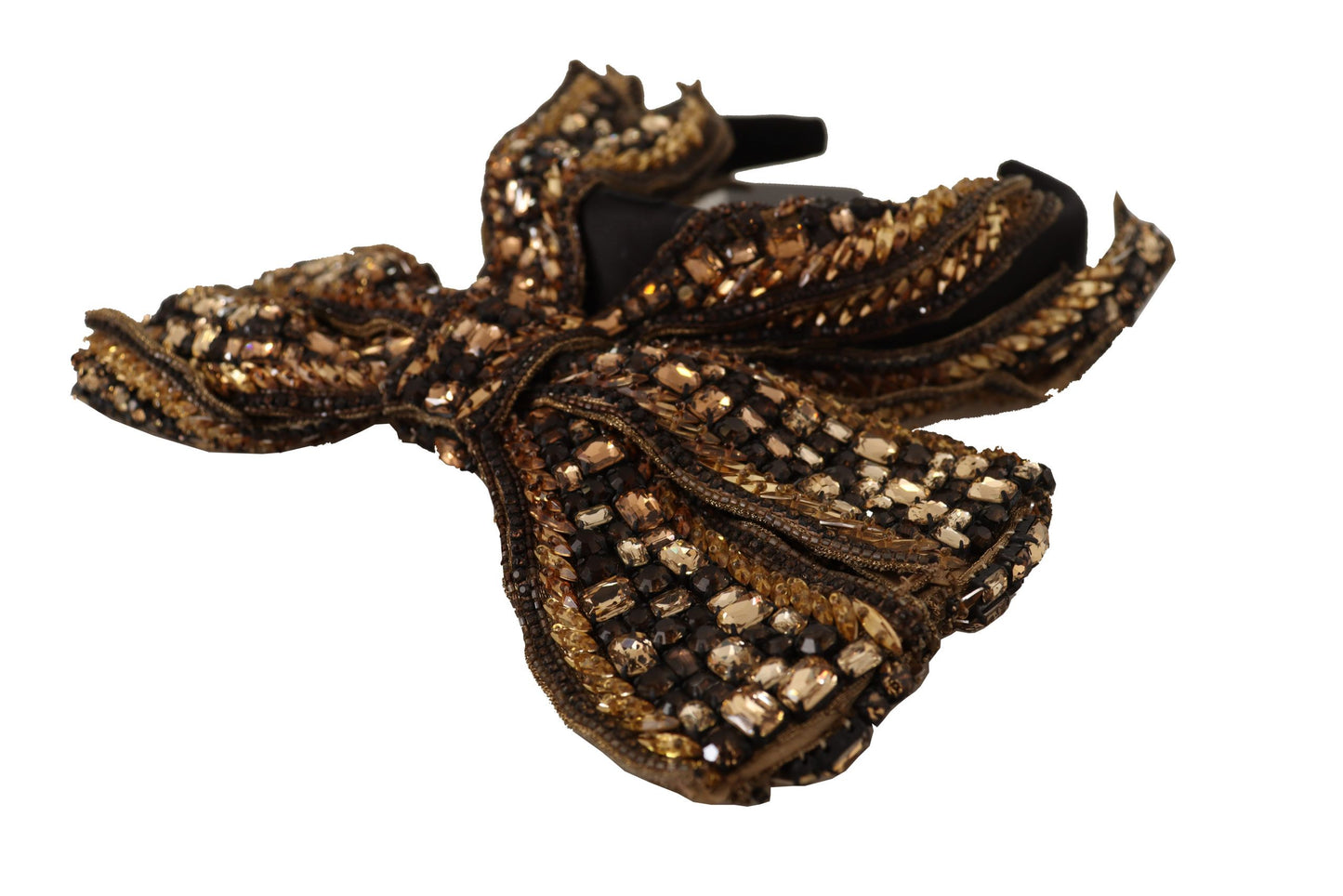 Dolce & Gabbana Gold Kristall Perlen Pailletten Seide Schleife Stirnband Diadem