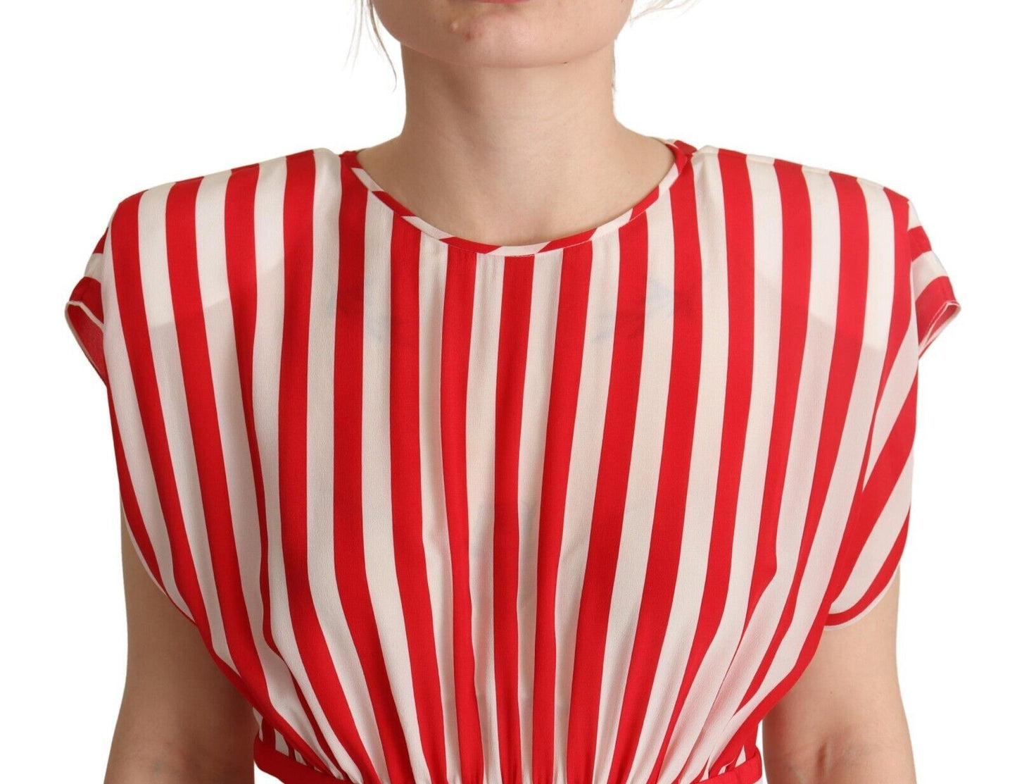 Dolce & Gabbana – Mini-A-Linien-Kleid aus Seide mit roten und weißen Streifen