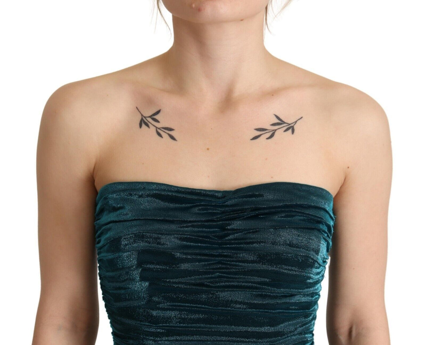 Dolce & Gabbana Türkisfarbenes, drapiertes Midikleid mit Bustier-Oberteil