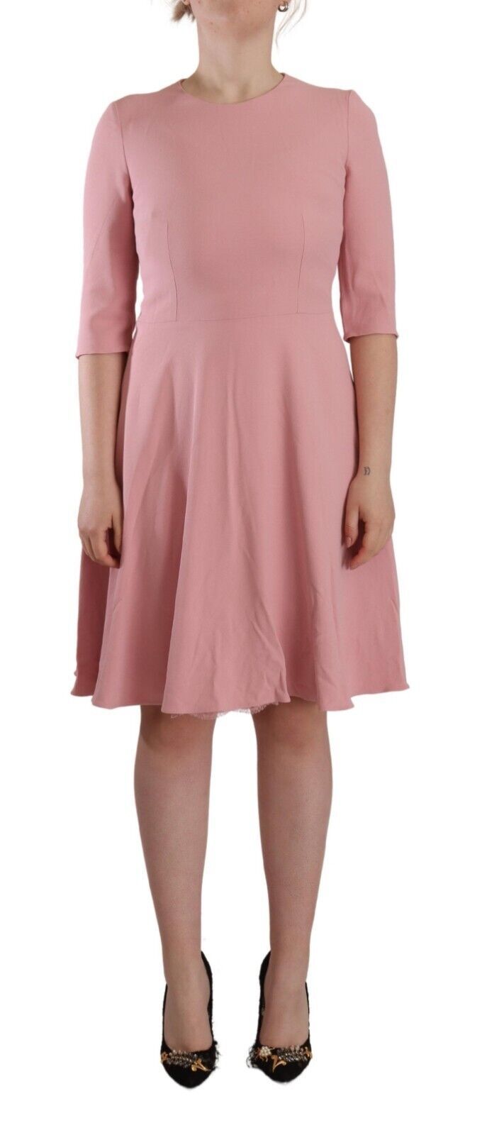 Dolce & Gabbana – A-Linien-Kleid aus Viskosemischung mit 3/4-Ärmeln, Rosa