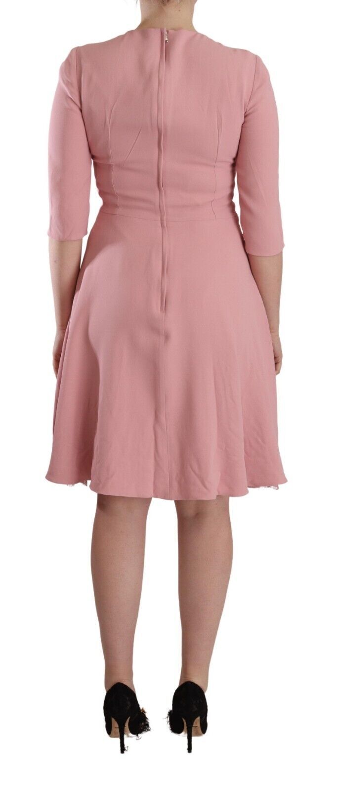 Dolce & Gabbana – A-Linien-Kleid aus Viskosemischung mit 3/4-Ärmeln, Rosa