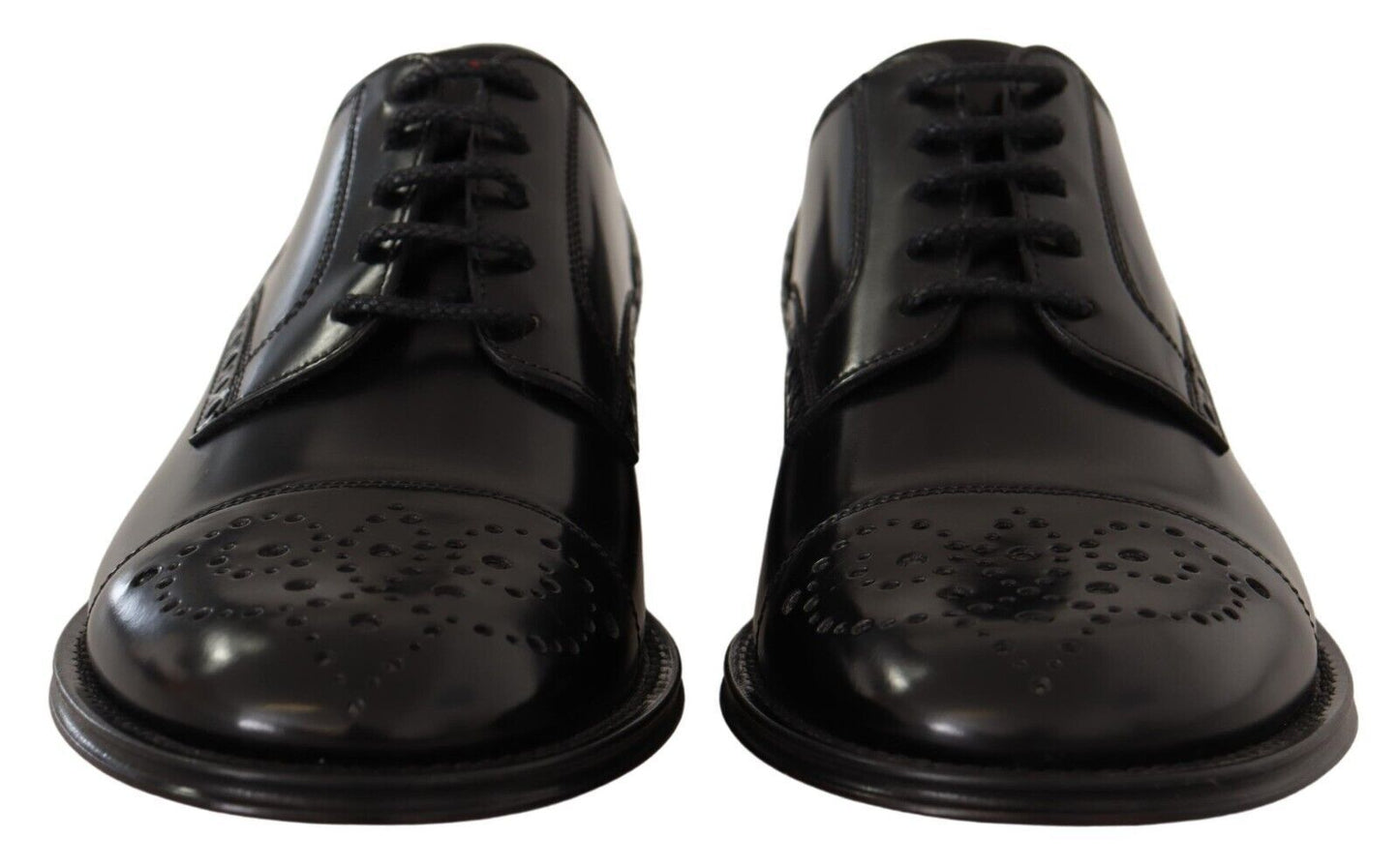 Dolce & Gabbana – Formelle Derby-Schuhe aus schwarzem Leder mit Flügelkappe für Herren