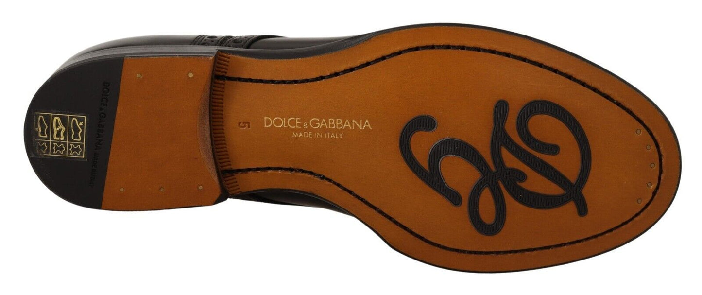 Dolce & Gabbana – Formelle Derby-Schuhe aus schwarzem Leder mit Flügelkappe für Herren