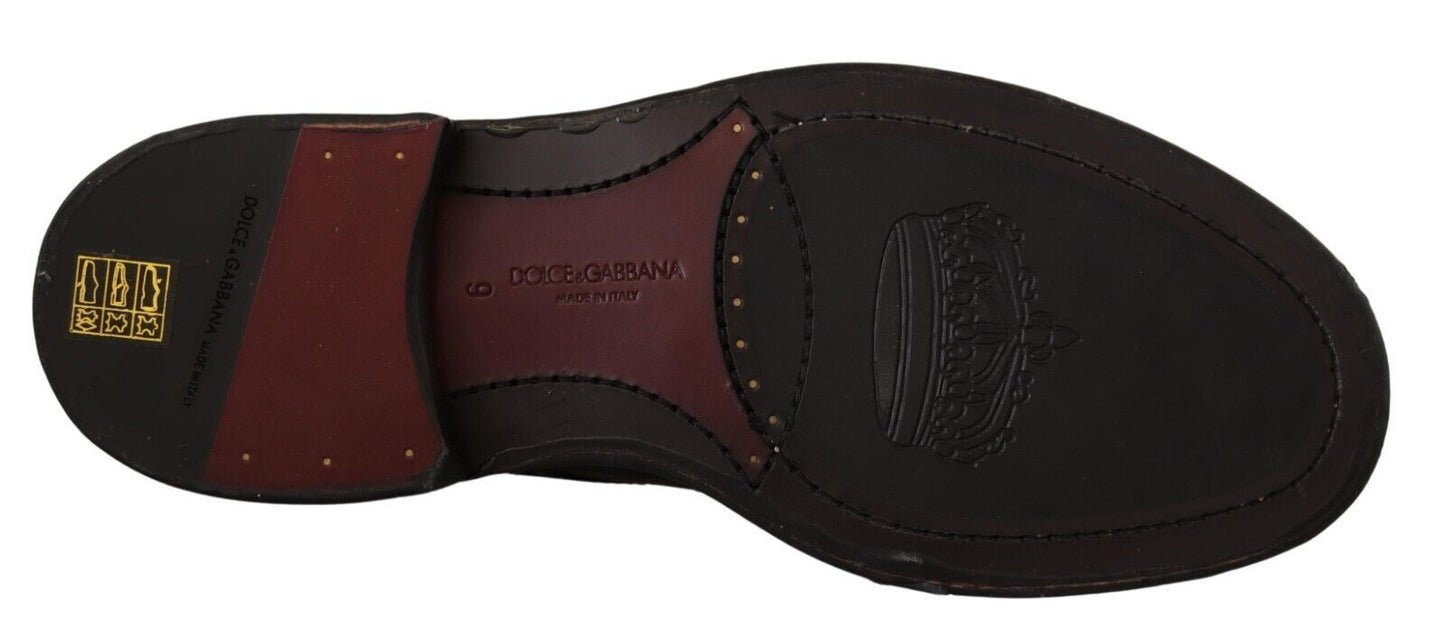 Dolce & Gabbana – Formelle Oxford-Derby-Schuhe aus schwarzem Leder mit Flügelkappe