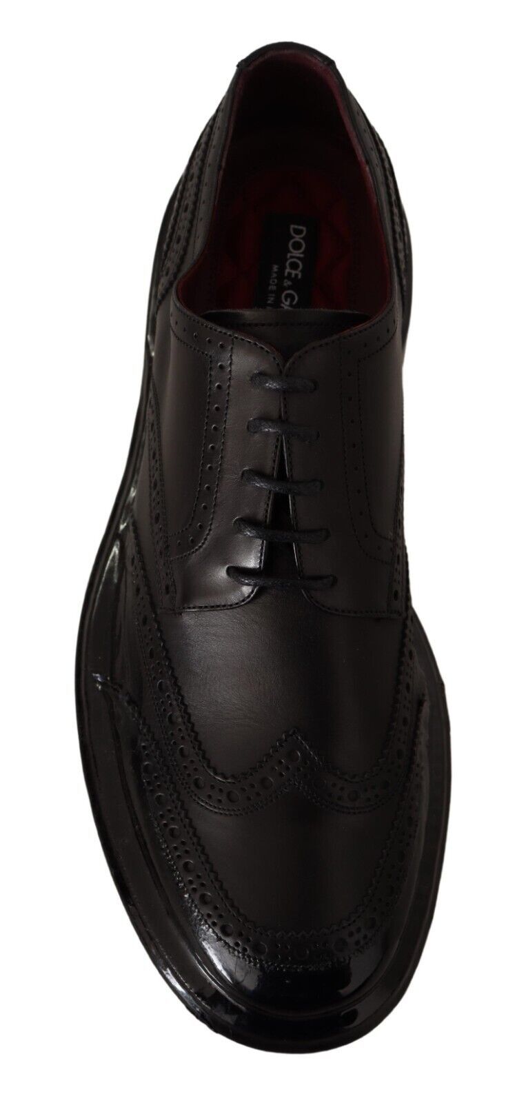 Dolce & Gabbana – Formelle Oxford-Derby-Schuhe aus schwarzem Leder mit Flügelkappe