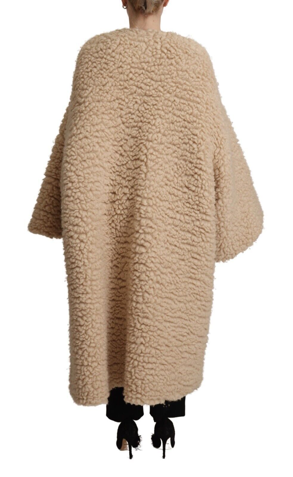 Dolce & Gabbana Beige Kunstpelzmantel aus Kaschmirwolle