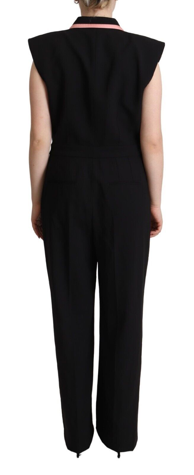 Dolce & Gabbana Schwarzes ärmelloses Jumpsuit-Kleid aus Wollmischung