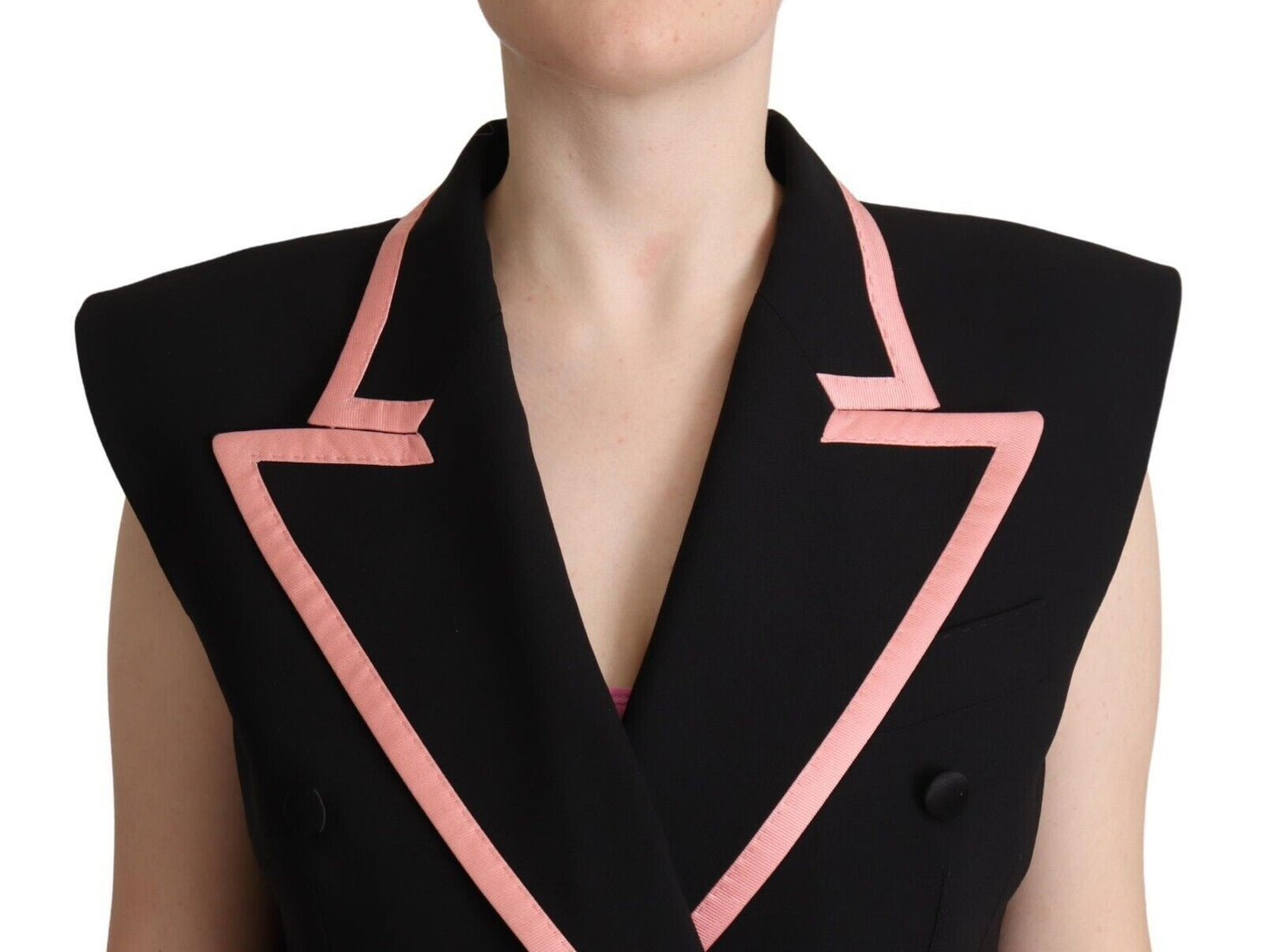 Dolce & Gabbana Schwarzes ärmelloses Jumpsuit-Kleid aus Wollmischung