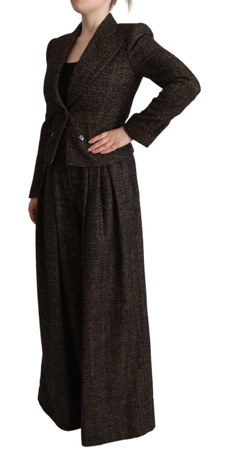 Dolce & Gabbana – Einreihige, zweiteilige Jacke und Hose aus dunkelbrauner Wolle