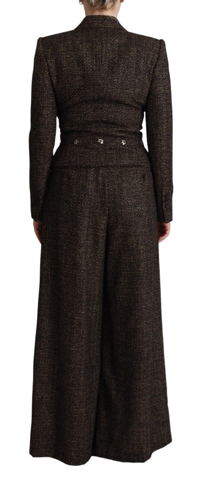 Dolce & Gabbana – Einreihige, zweiteilige Jacke und Hose aus dunkelbrauner Wolle