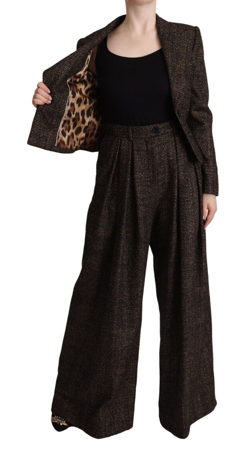 Dolce & Gabbana – Einreihige, zweiteilige Jacke und Hose aus dunkelbrauner Wolle