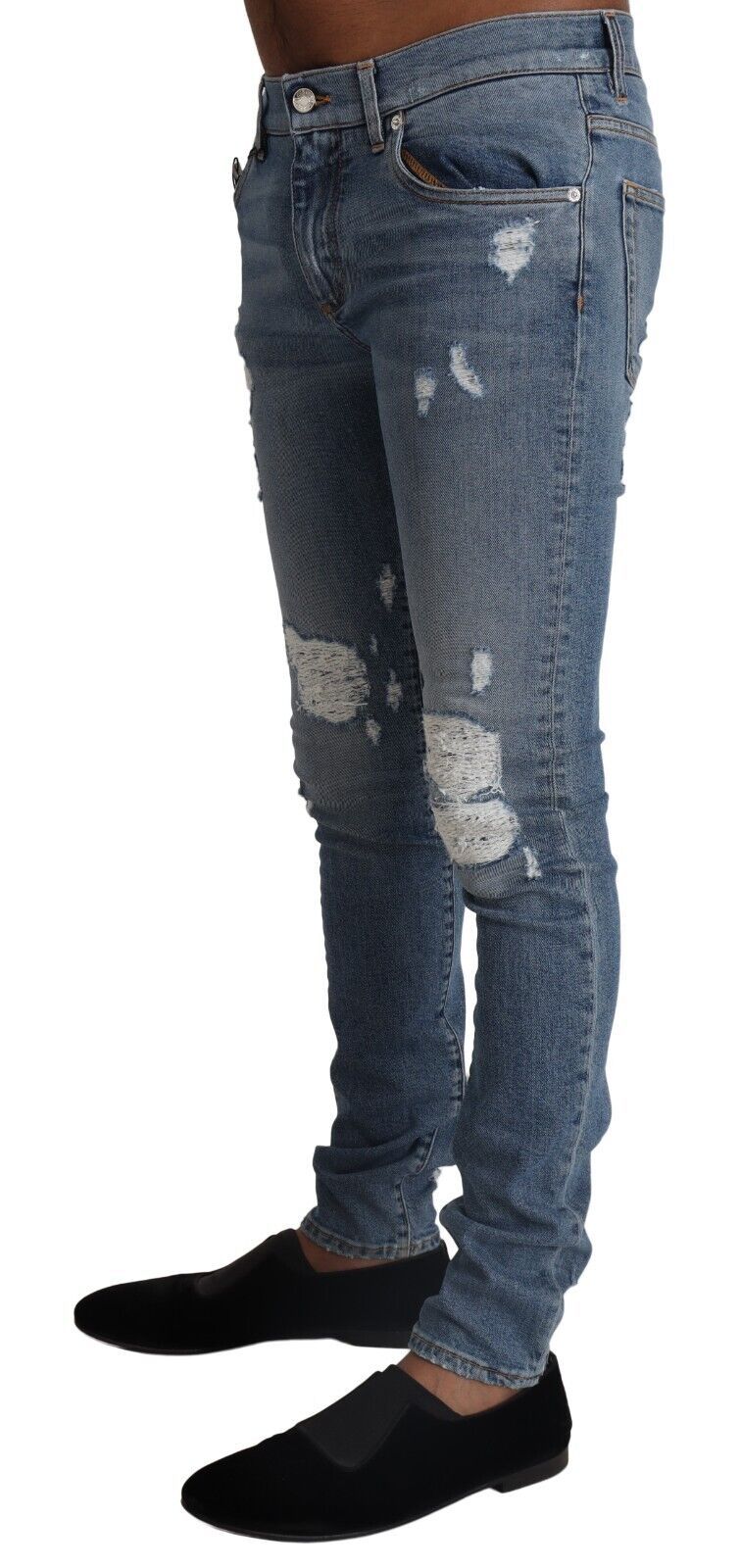 Dolce & Gabbana – Hellblaue Skinny-Jeans aus zerfetztem Baumwolldenim