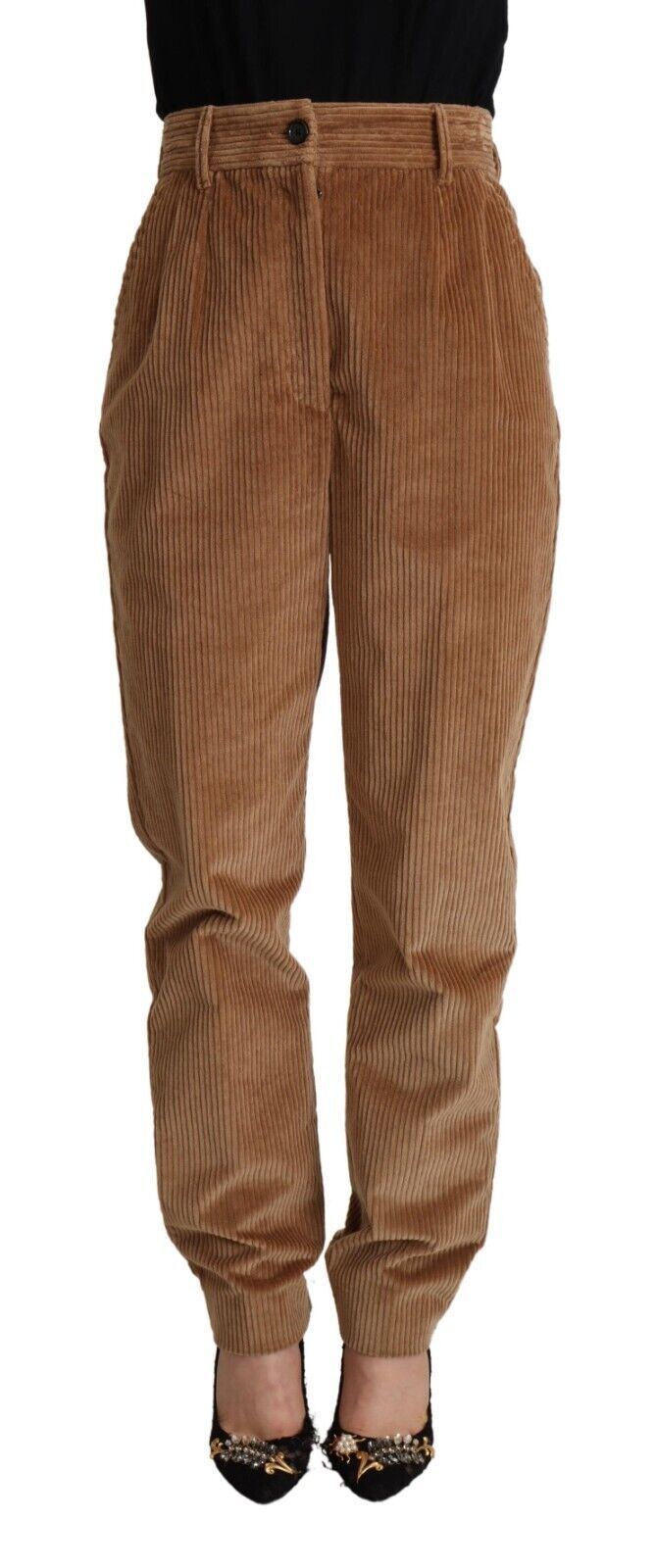 Dolce & Gabbana – Enge Hose aus braunem Baumwollcord mit hoher Taille