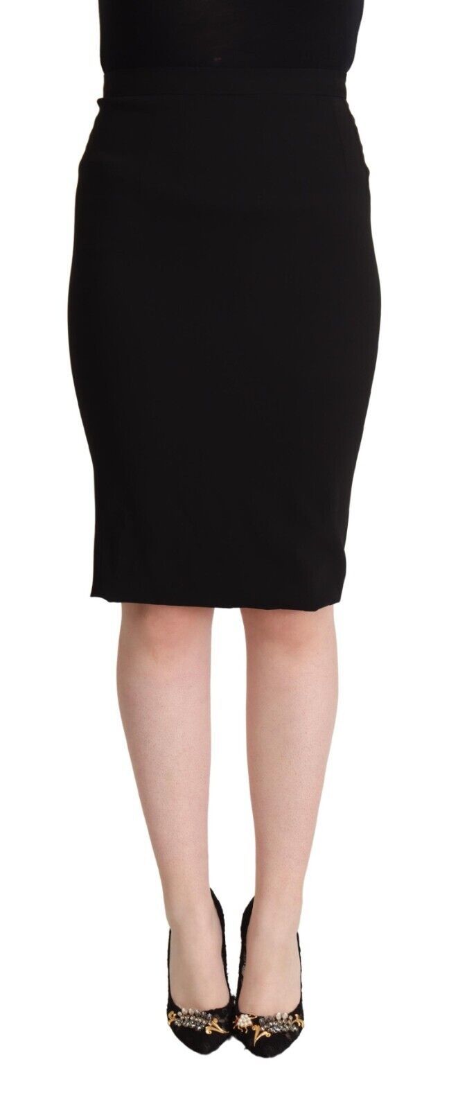 Dolce & Gabbana – Schwarzer, knielanger Bleistiftrock mit hoher Taille