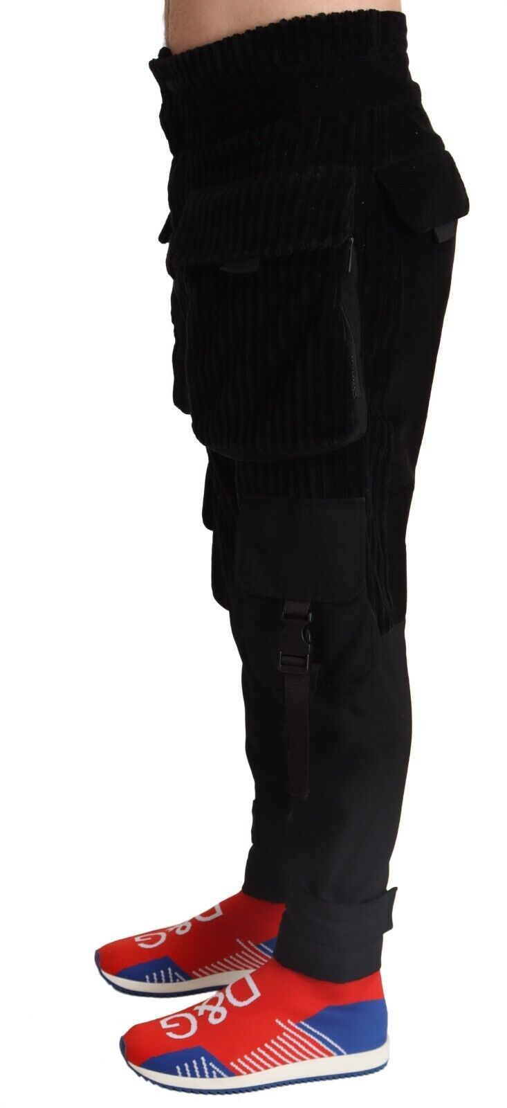 Dolce & Gabbana – Enge Cargohose aus Cord in Schwarz aus Baumwolle