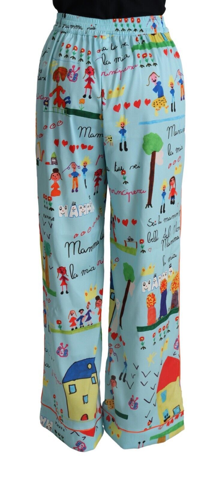 Dolce & Gabbana Hellblaue Hose mit weitem Bein und mittlerer Taille