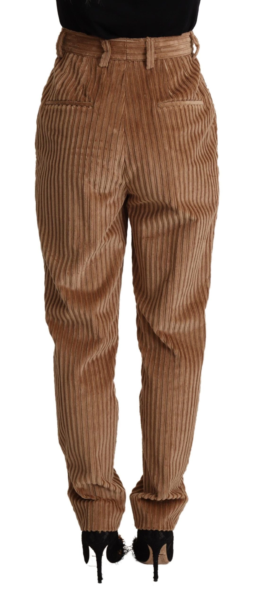 Dolce & Gabbana Braune Cord-Baumwollhose mit konischer Passform