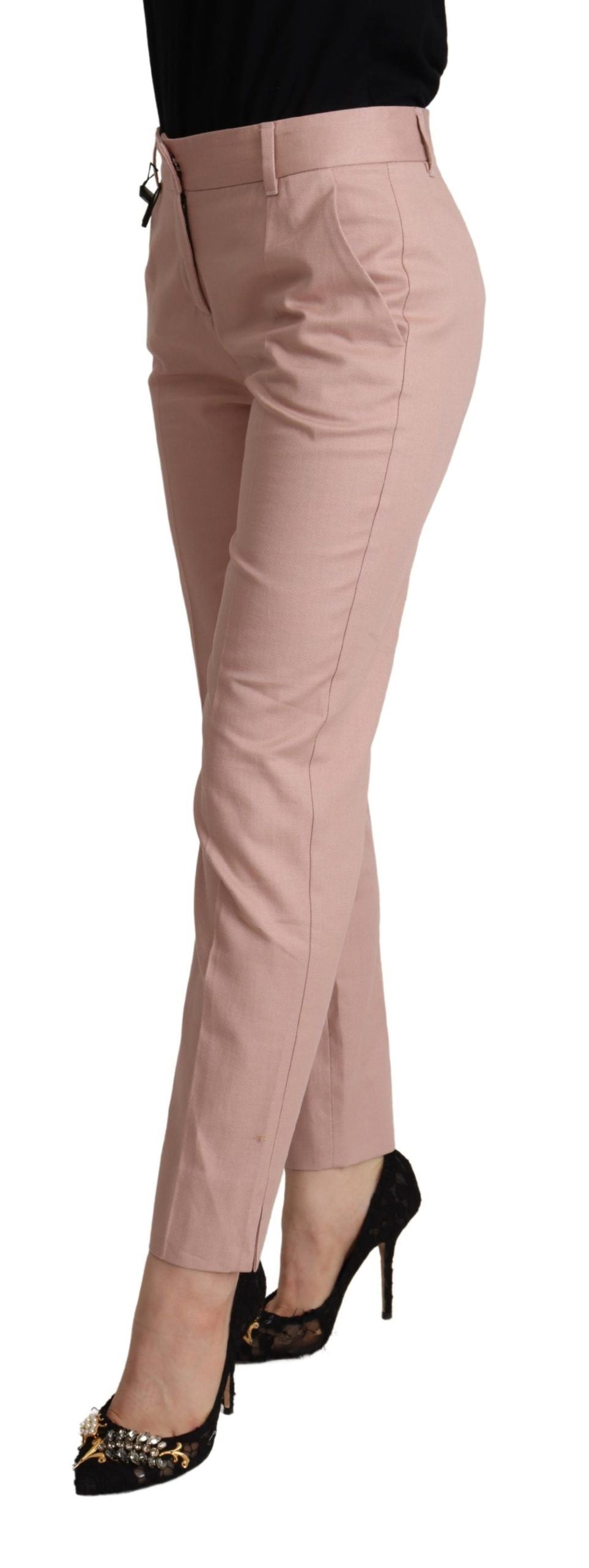 Dolce & Gabbana – Tapered-Hose aus Baumwolle mit mittlerer Taille, Rosa
