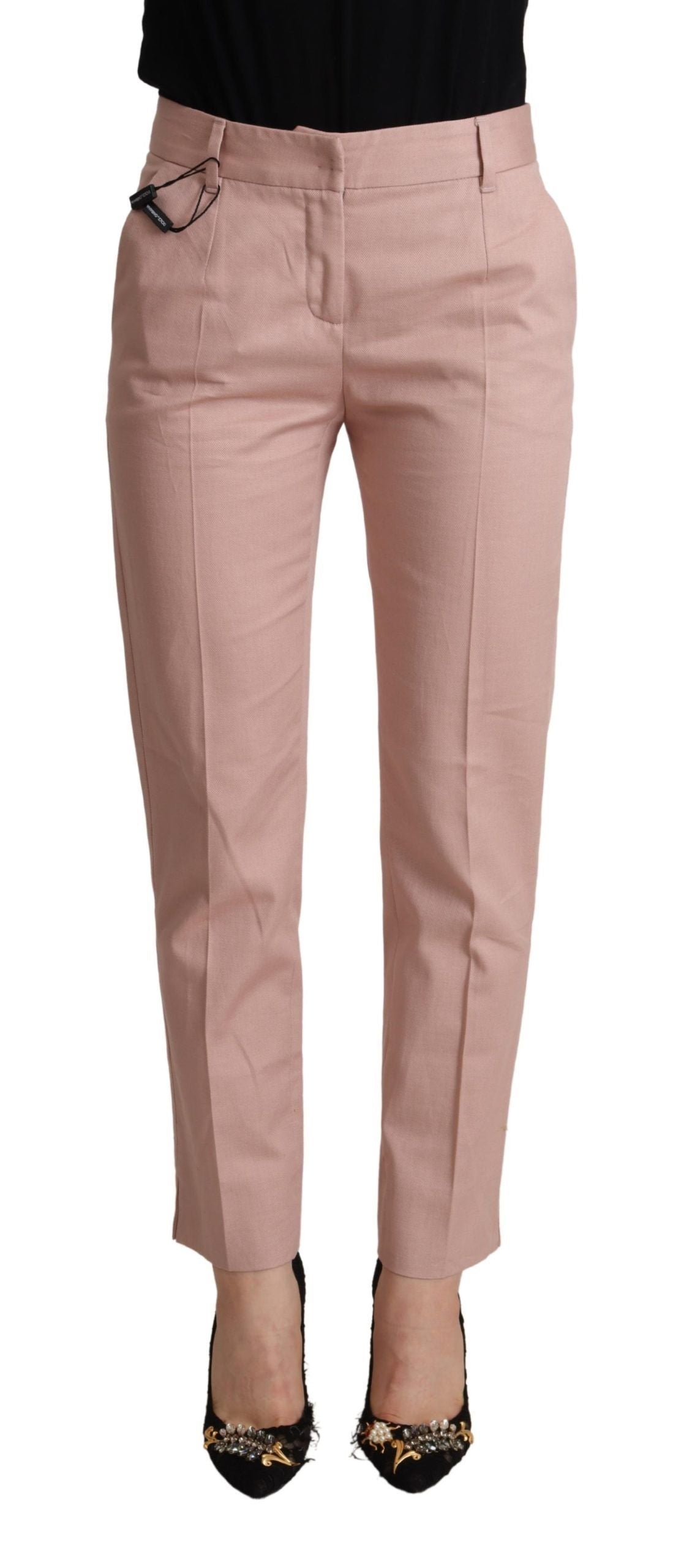 Dolce & Gabbana – Tapered-Hose aus Baumwolle mit mittlerer Taille, Rosa