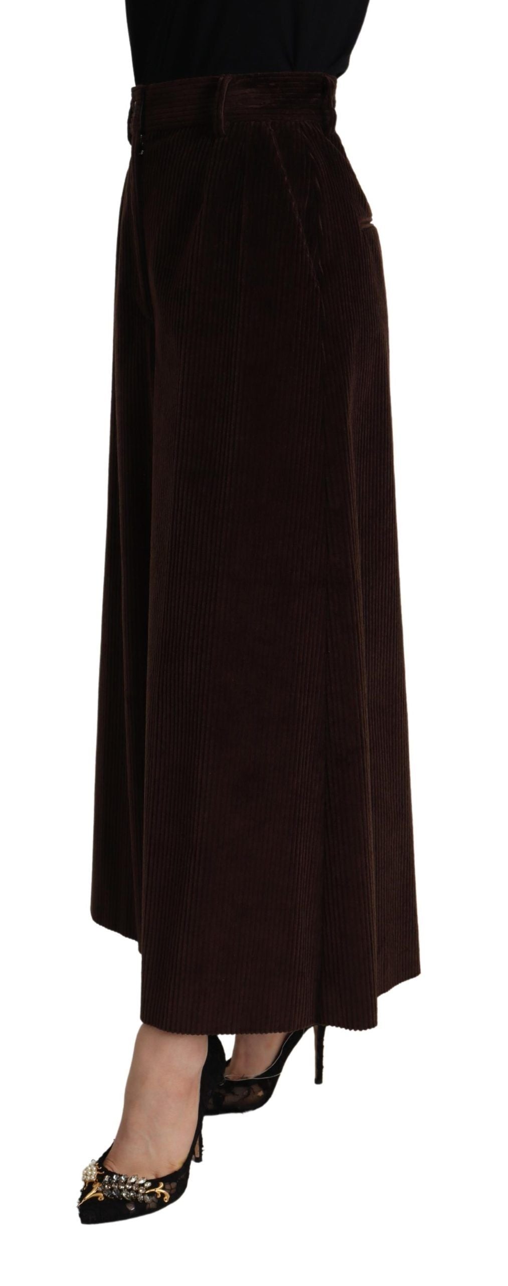 Dolce & Gabbana – Bordeauxfarbene Cordhose aus Baumwolle mit weitem Bein