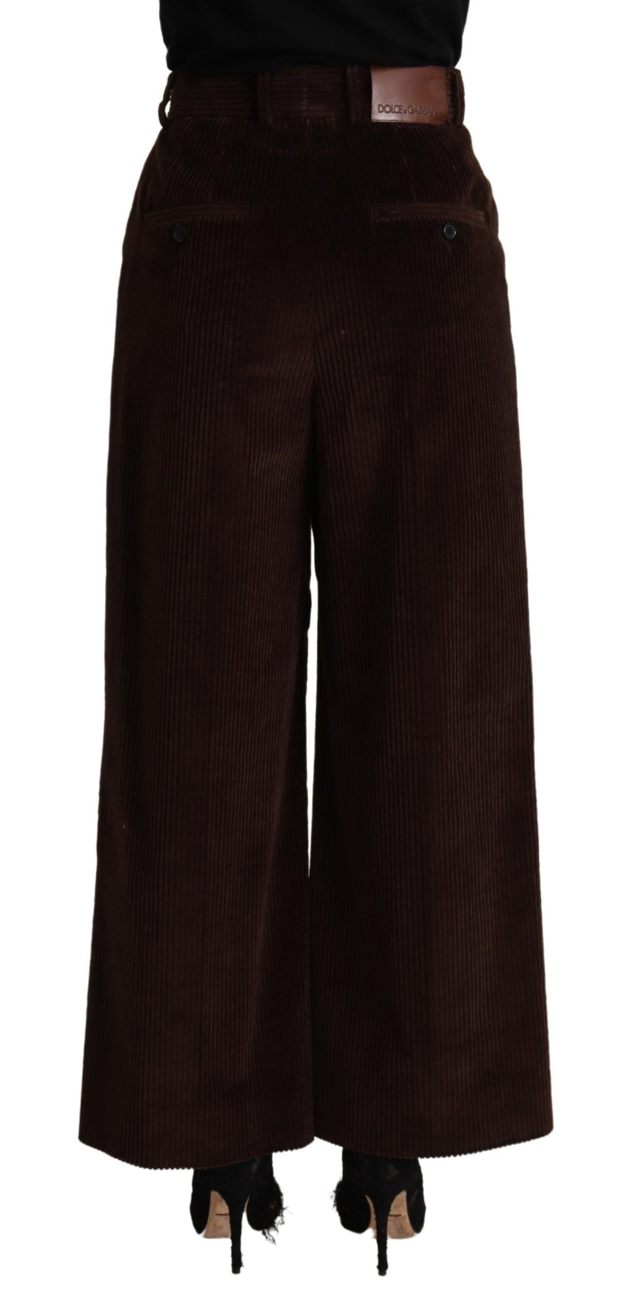 Dolce & Gabbana – Schwarze Hose aus Baumwolle mit hoher Taille und weitem Bein