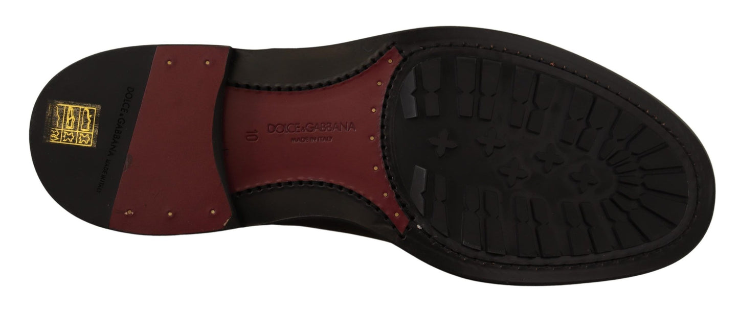 Dolce & Gabbana – Lilafarbene Oxford-Schuhe aus Leder mit Flügelkappe
