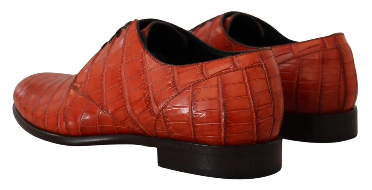 Dolce & Gabbana – Orangefarbene Derby-Schuhe aus exotischem Leder
