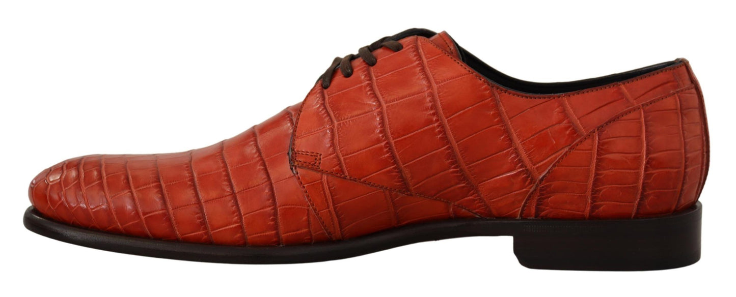Dolce & Gabbana – Orangefarbene Derby-Schuhe aus exotischem Leder