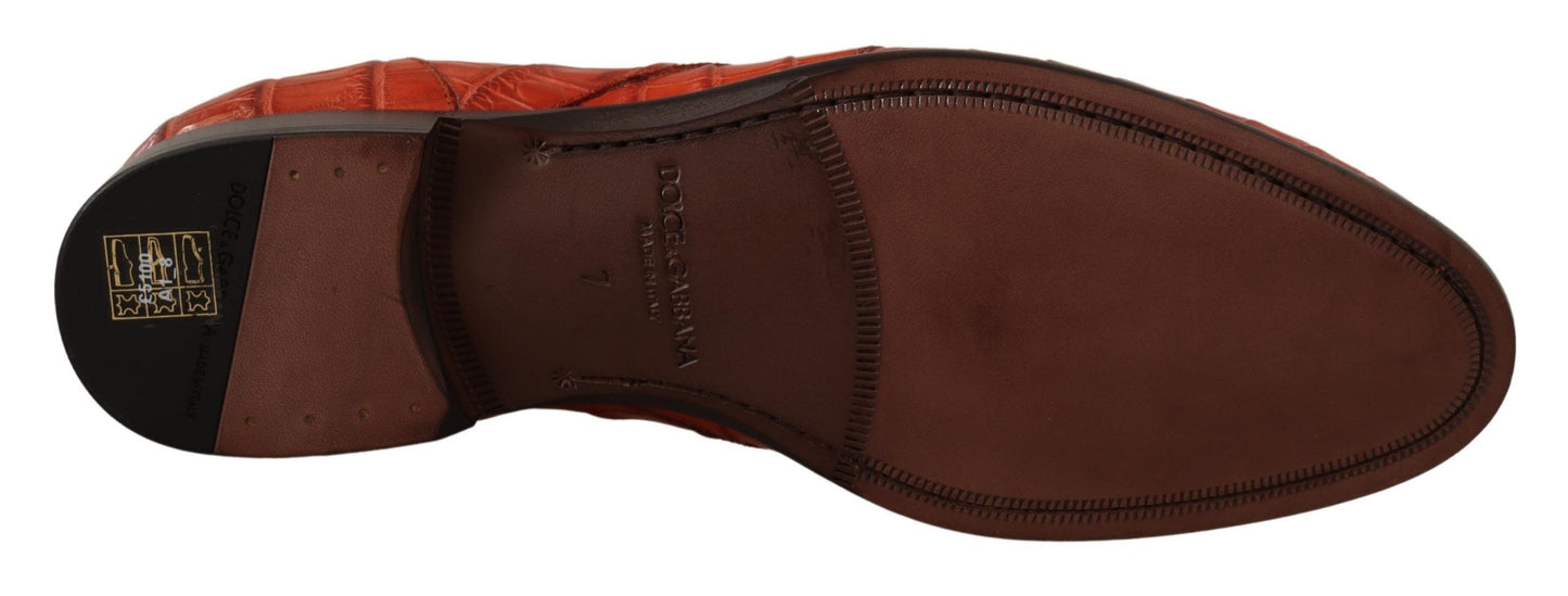 Dolce & Gabbana – Orangefarbene Derby-Schuhe aus exotischem Leder