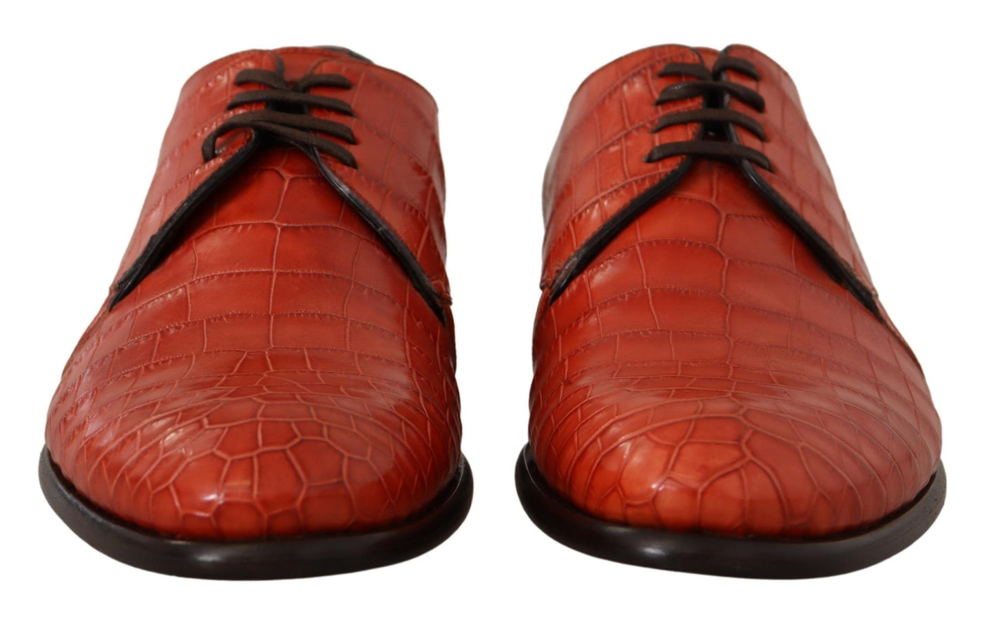 Dolce & Gabbana – Orangefarbene Derby-Schuhe aus exotischem Leder