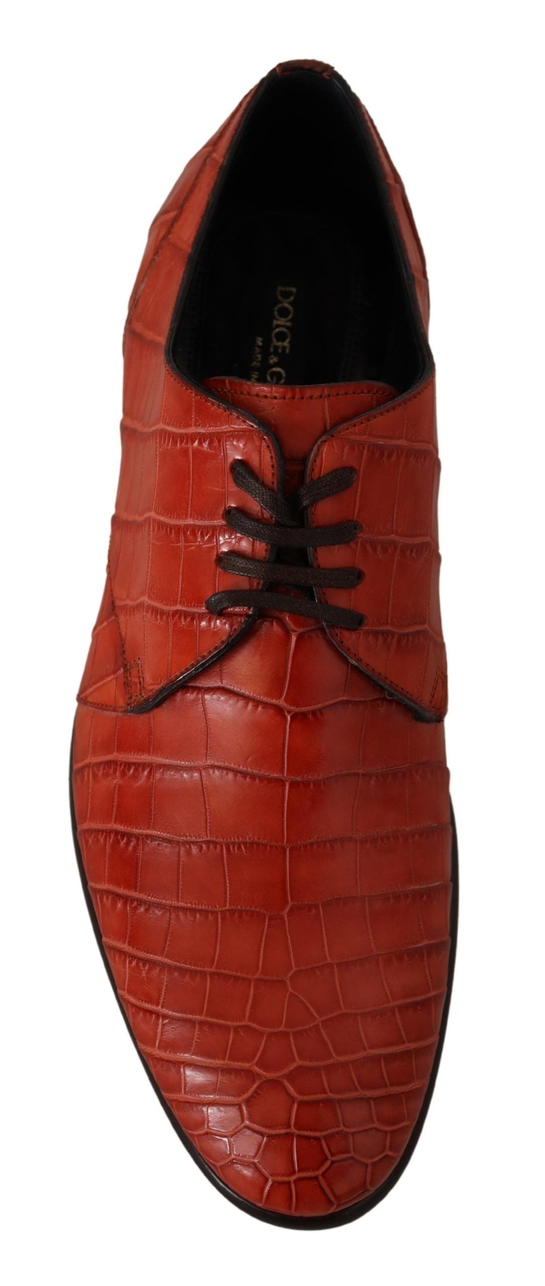 Dolce & Gabbana – Orangefarbene Derby-Schuhe aus exotischem Leder