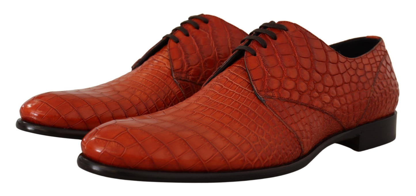 Dolce & Gabbana – Orangefarbene Derby-Schuhe aus exotischem Leder