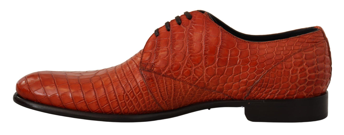 Dolce & Gabbana – Orangefarbene Derby-Schuhe aus exotischem Leder