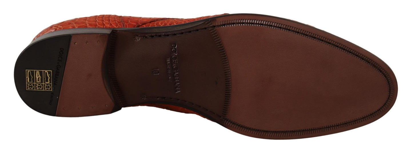 Dolce & Gabbana – Orangefarbene Derby-Schuhe aus exotischem Leder