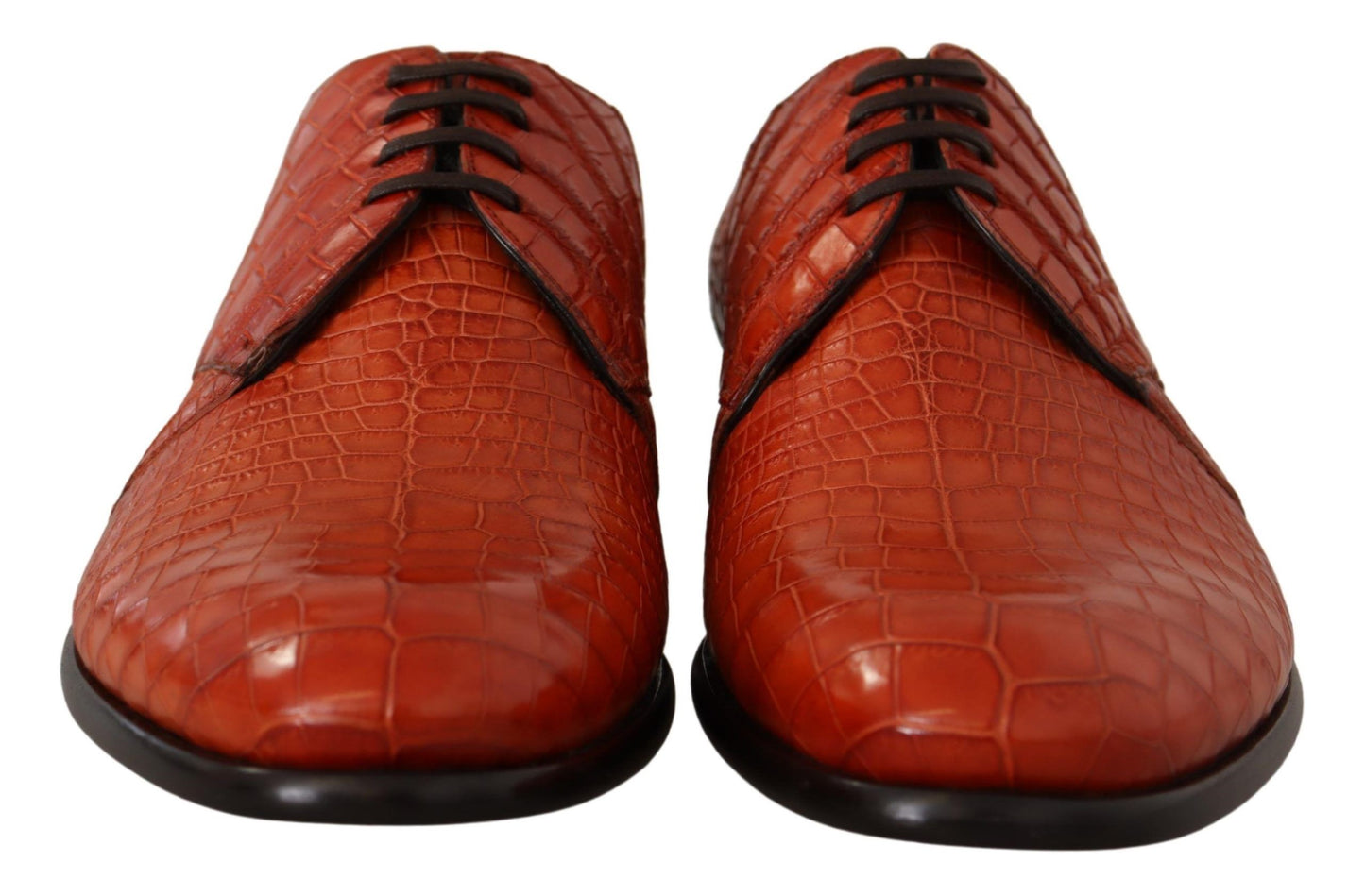 Dolce & Gabbana – Orangefarbene Derby-Schuhe aus exotischem Leder