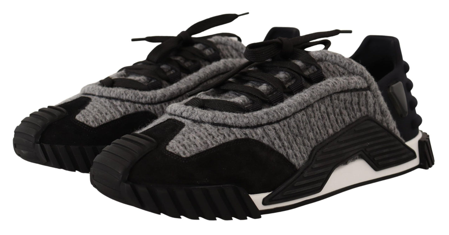 Dolce & Gabbana – NS1 – Sneaker mit Schnürung aus schwarzem und grauem Stoff