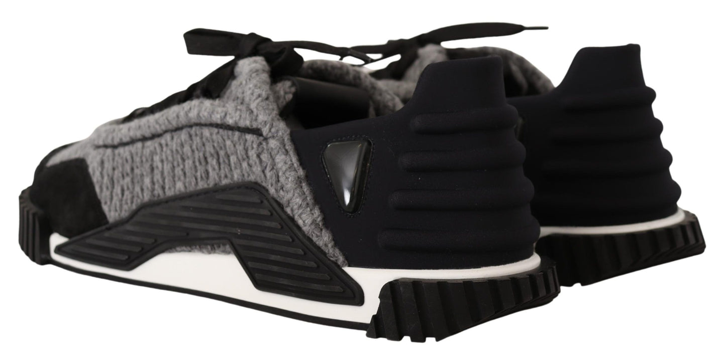 Dolce & Gabbana – NS1 – Sneaker mit Schnürung aus schwarzem und grauem Stoff