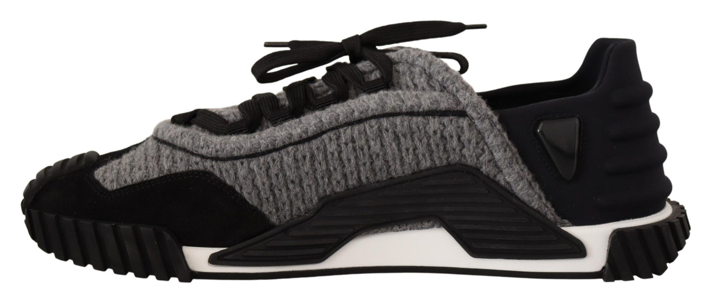 Dolce & Gabbana – NS1 – Sneaker mit Schnürung aus schwarzem und grauem Stoff