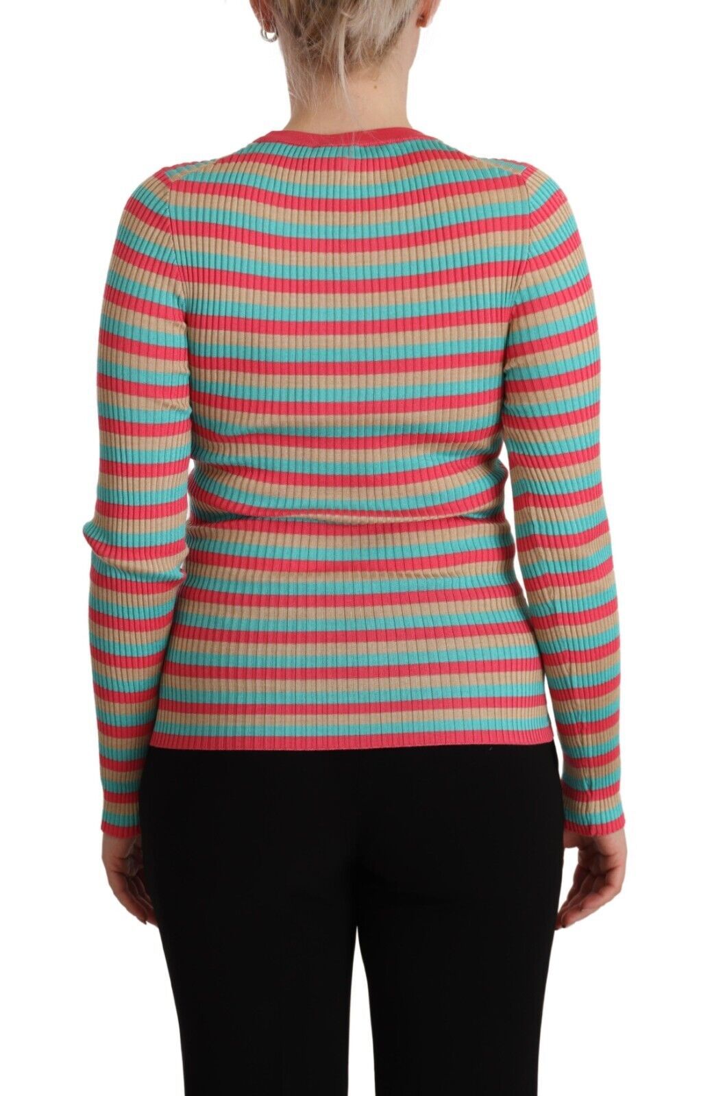 Dolce & Gabbana – Pullover aus Seide mit Rundhalsausschnitt und mehrfarbigen Streifen