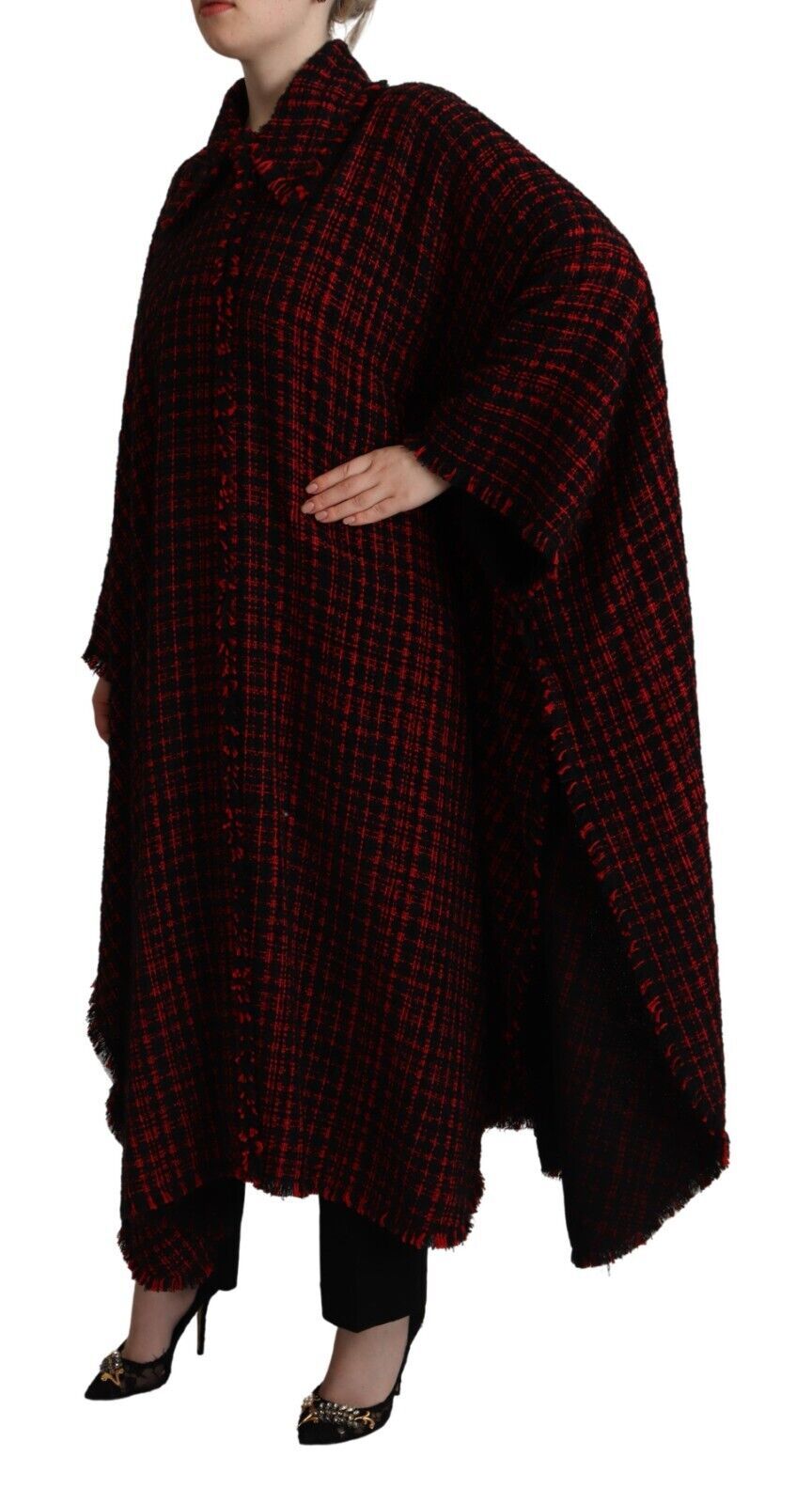 Dolce & Gabbana – Schwarz-rote karierte Manteljacke aus Baumwolle