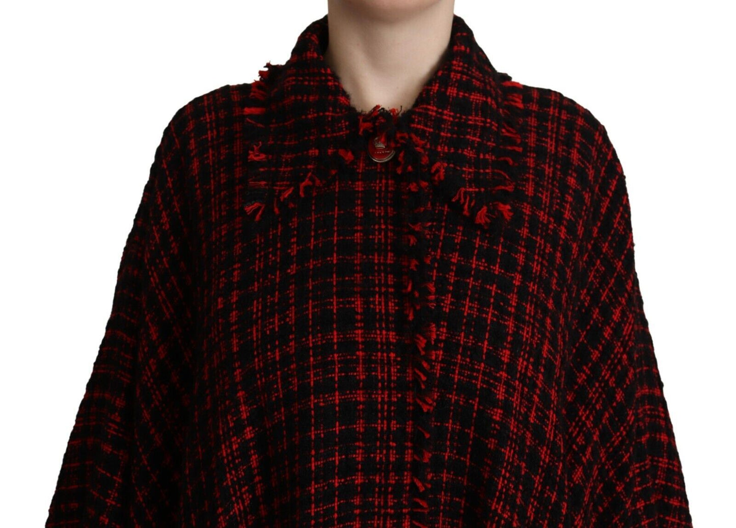 Dolce & Gabbana – Schwarz-rote karierte Manteljacke aus Baumwolle