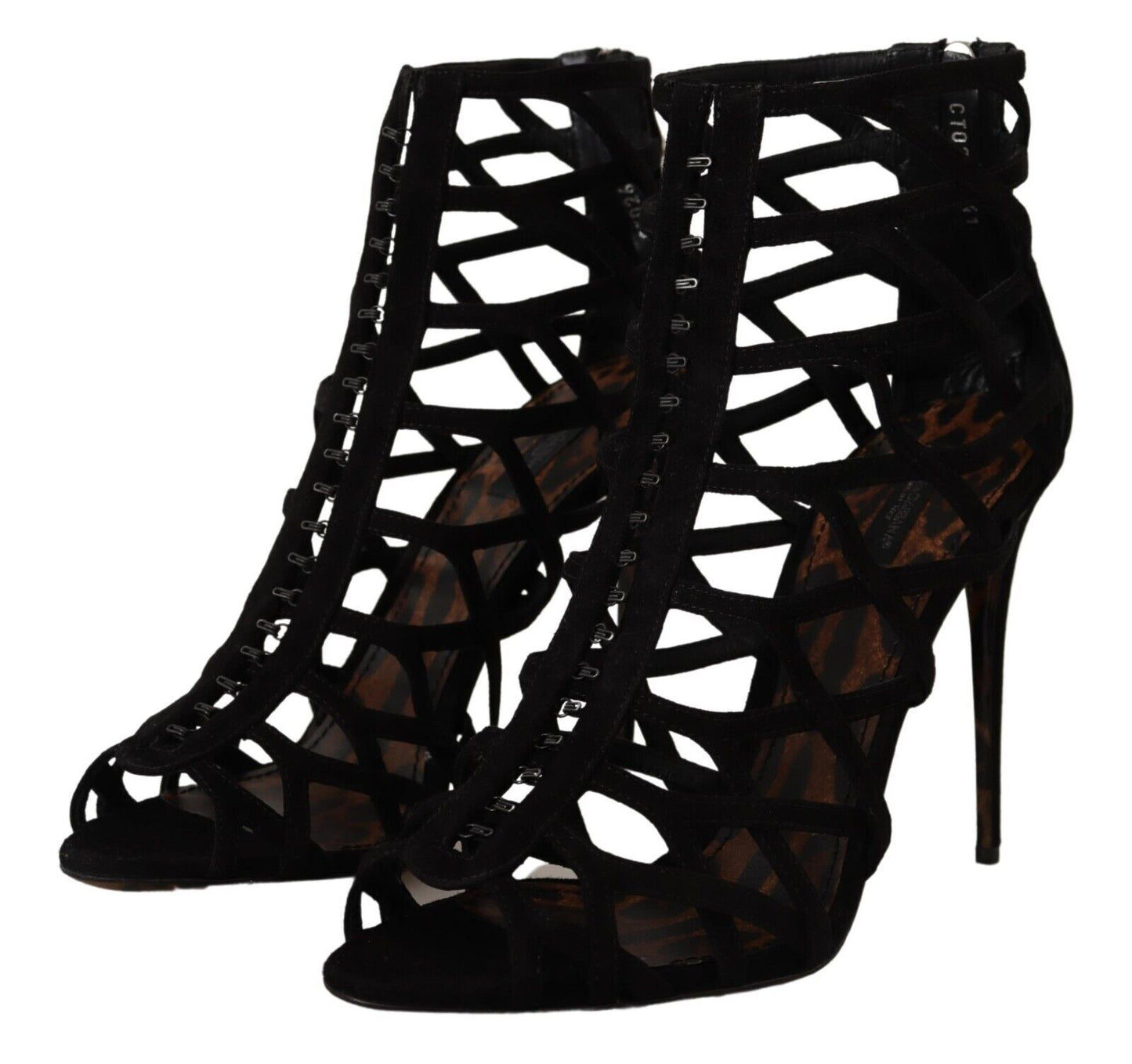 Dolce & Gabbana Schwarze Wildleder Stiletto Heels Bette Sandalen Schuhe