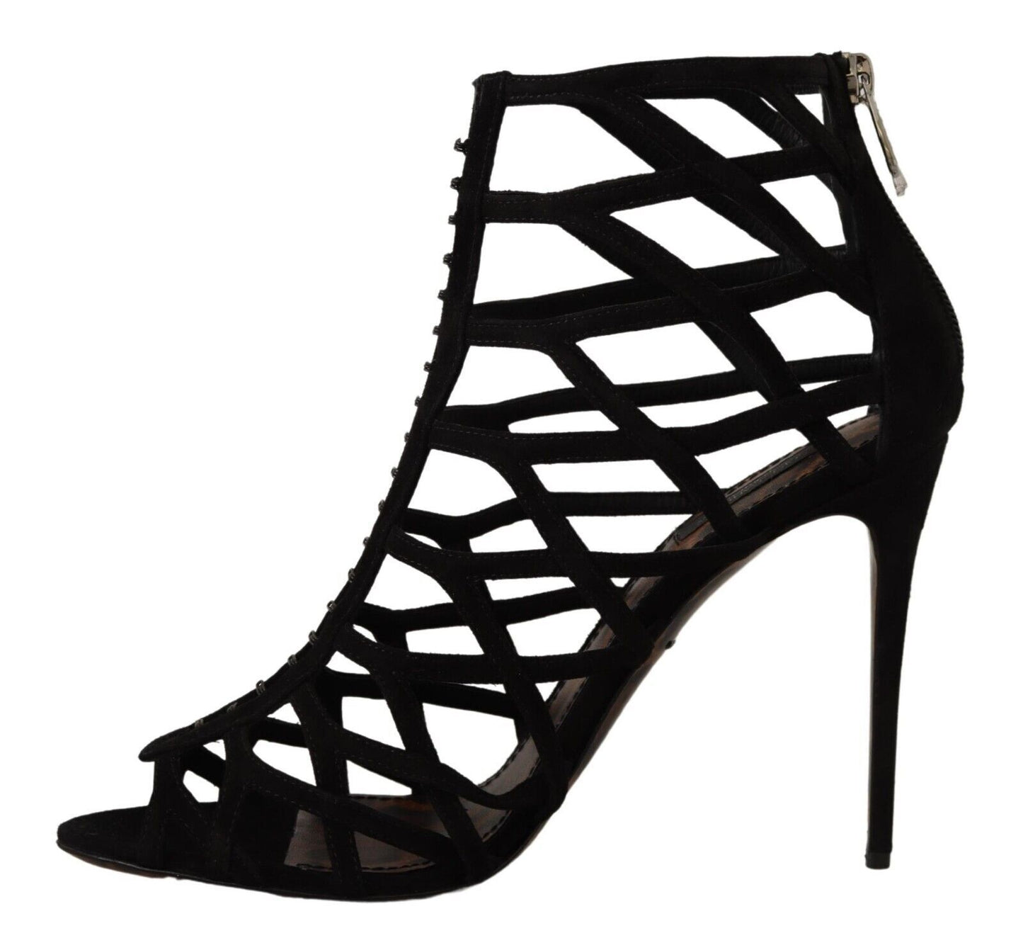 Dolce & Gabbana Schwarze Wildleder Stiletto Heels Bette Sandalen Schuhe