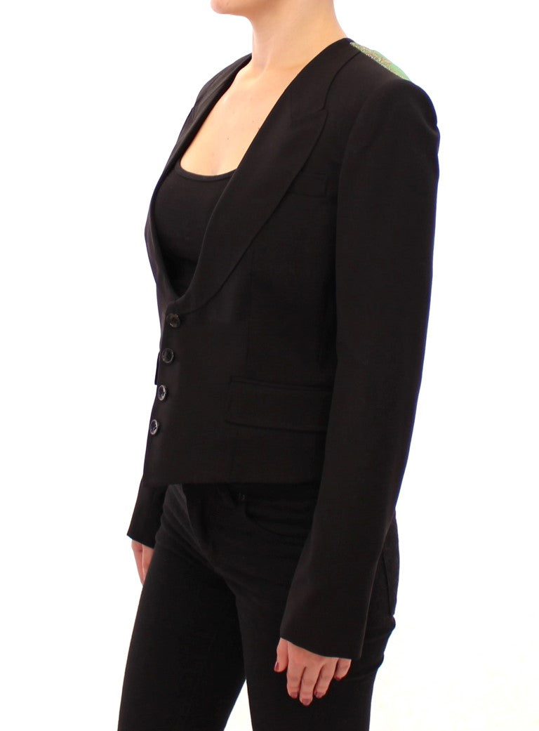 Dolce & Gabbana – Schwarze Blazerjacke aus Seide mit Schalrücken