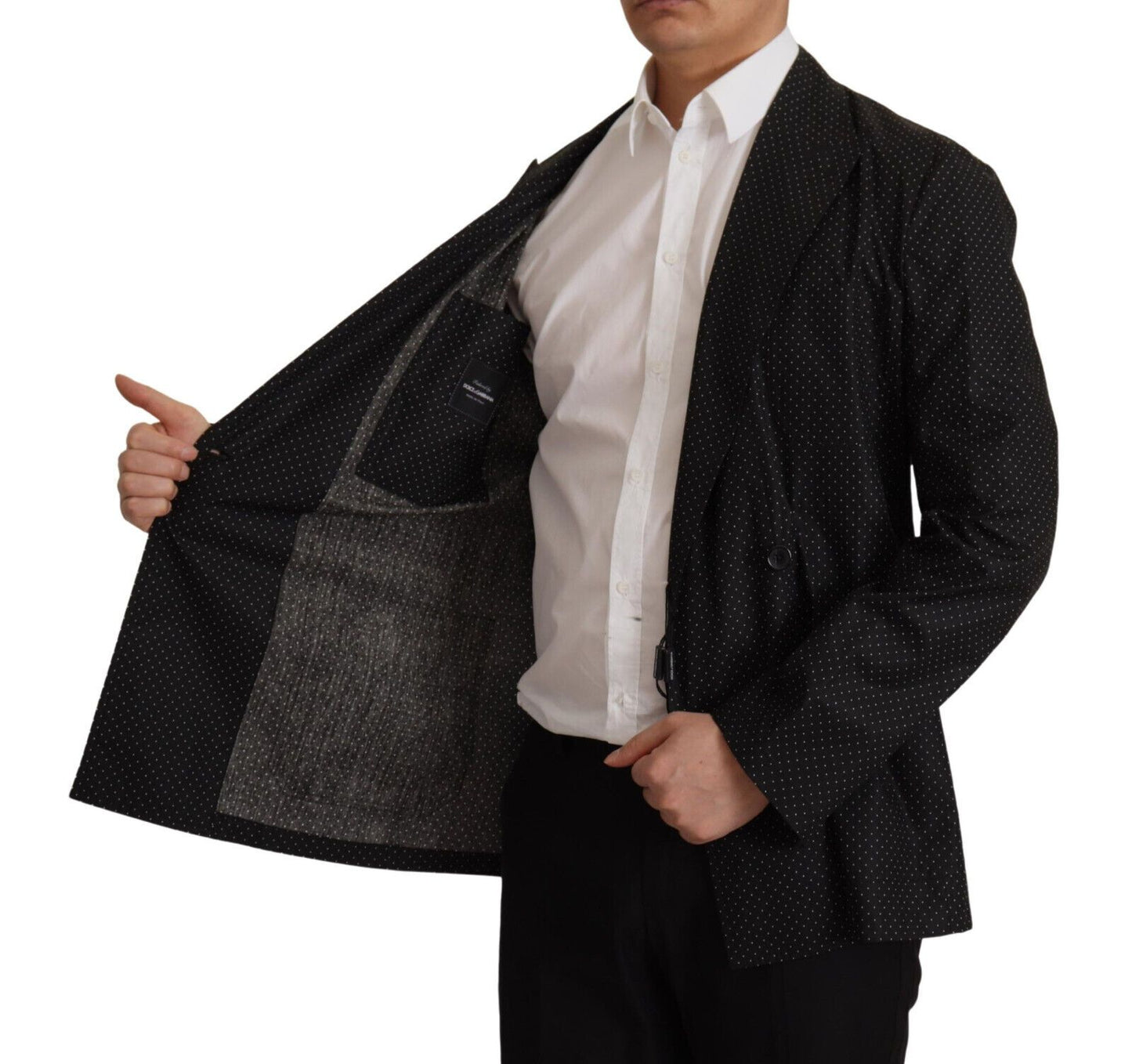 Dolce & Gabbana – Schwarze Blazerjacke aus gepunkteter Baumwolle