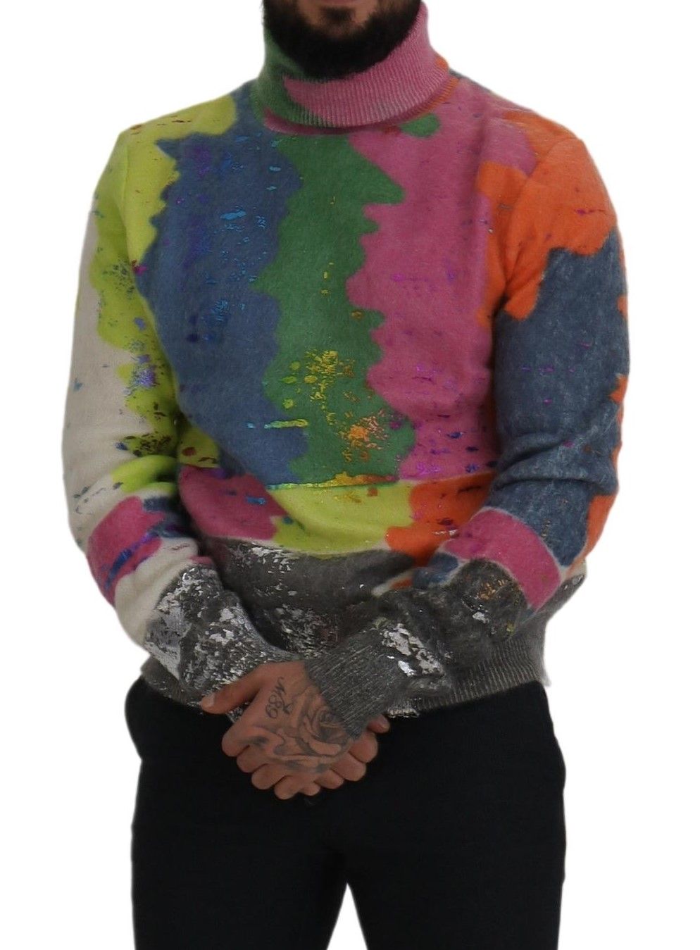 Dolce & Gabbana Mehrfarbiger Rollkragenpullover aus Mohair